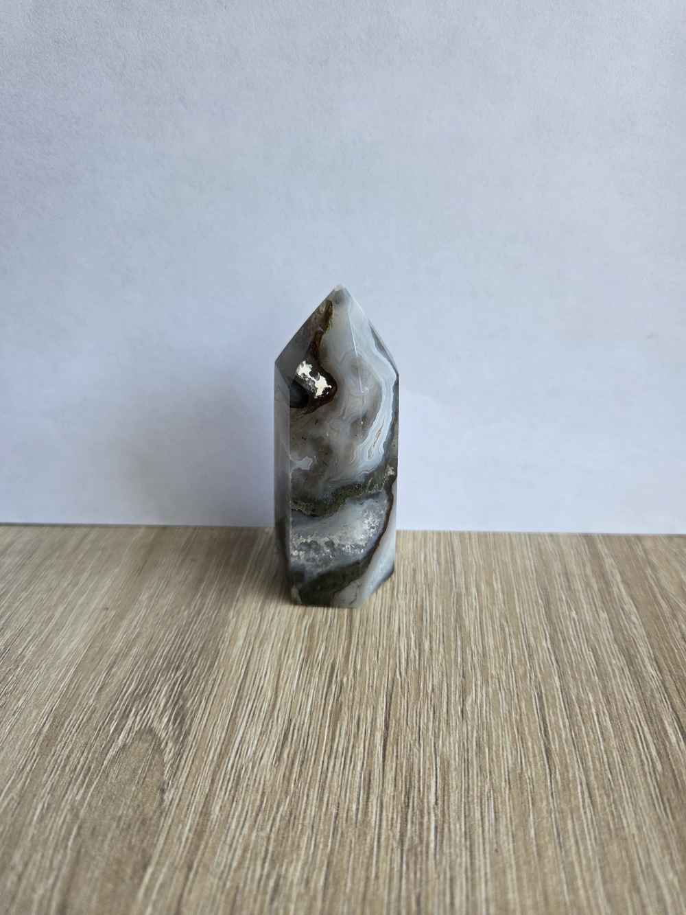 Moss Agate Crystal Tower